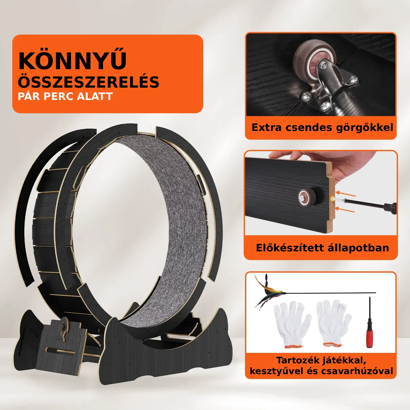 Fekete macska futókerék 6-11 kg -ig