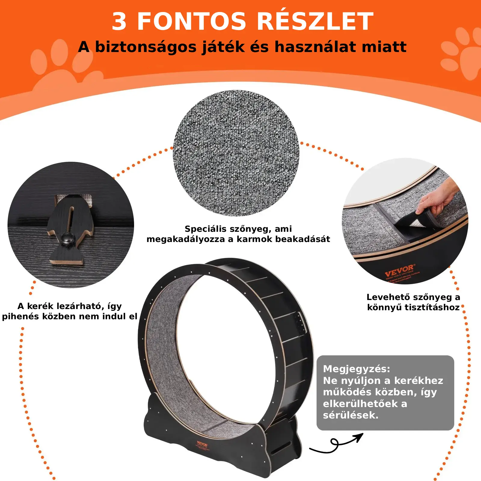 Fekete macska futókerék 6-11 kg -ig