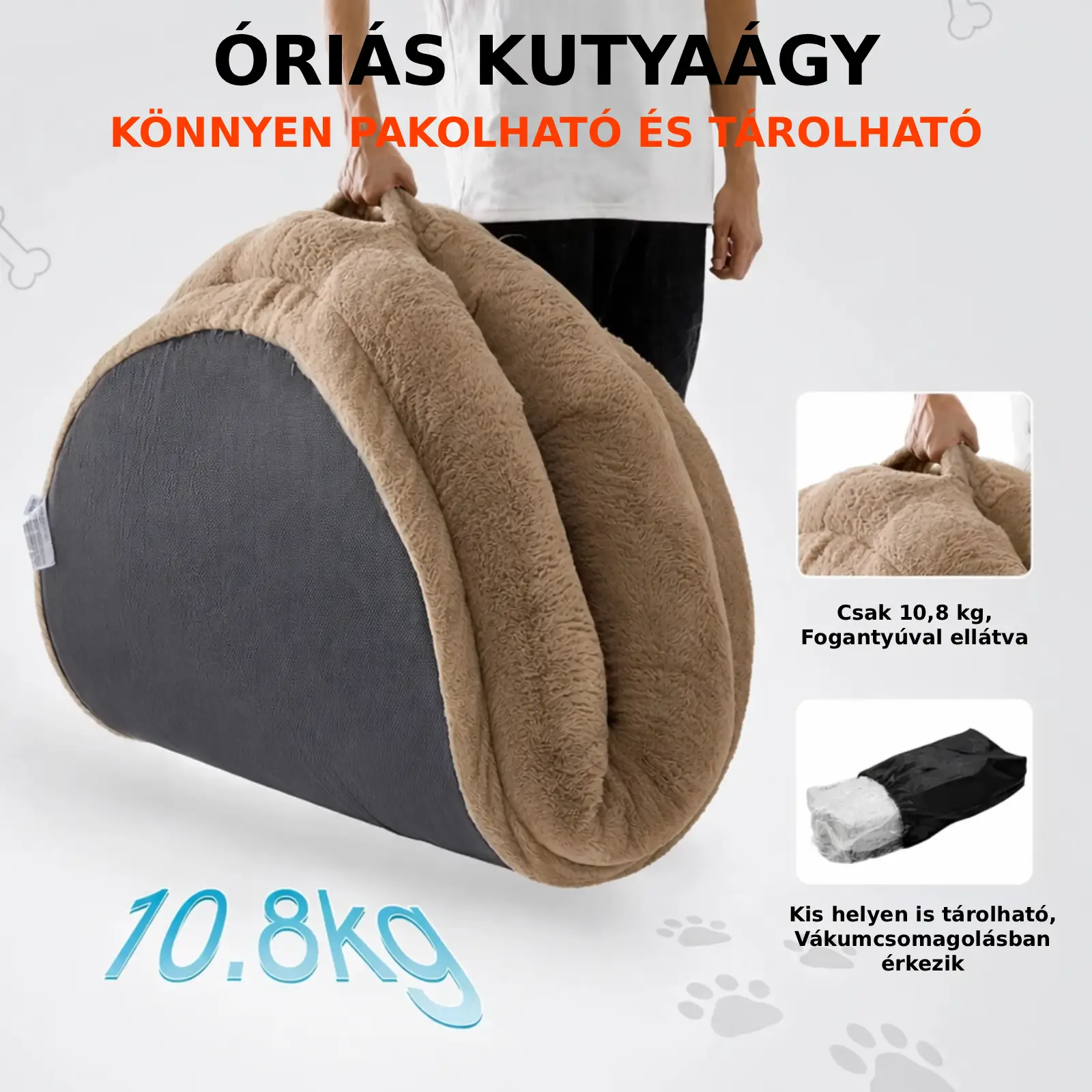 Barna színű, nagyméretű kutyaágy embereknek