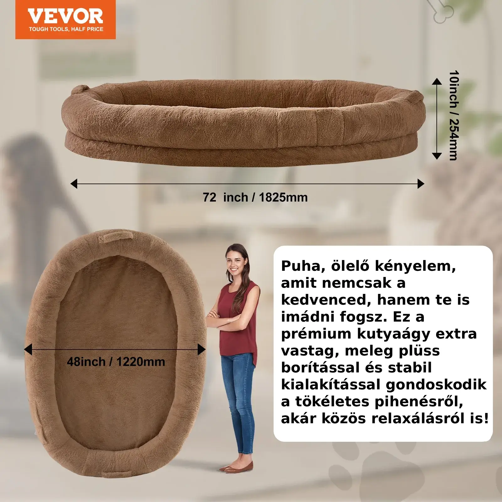 Barna színű, óriás emberi kutyaágy