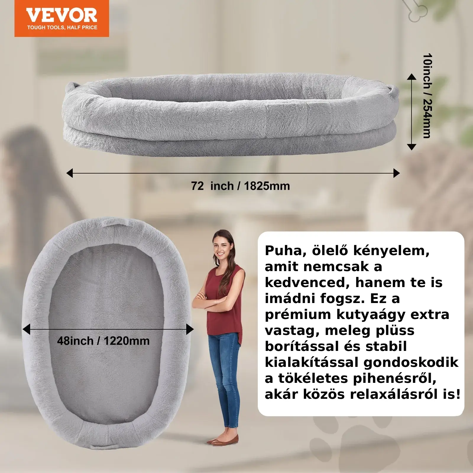 Nagyméretű kutyaágy embereknek