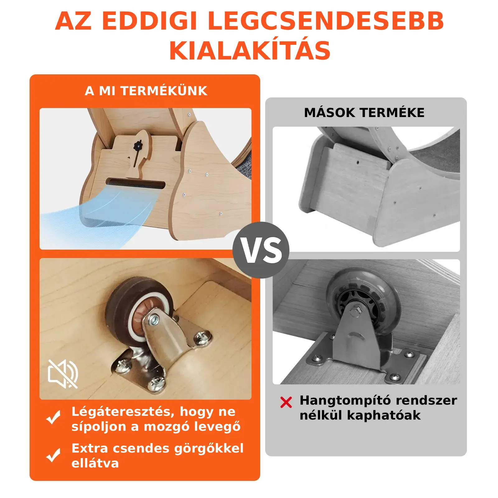 Nagy méretű, fa színű beltéri macska futókerék 6-11 kg -ig