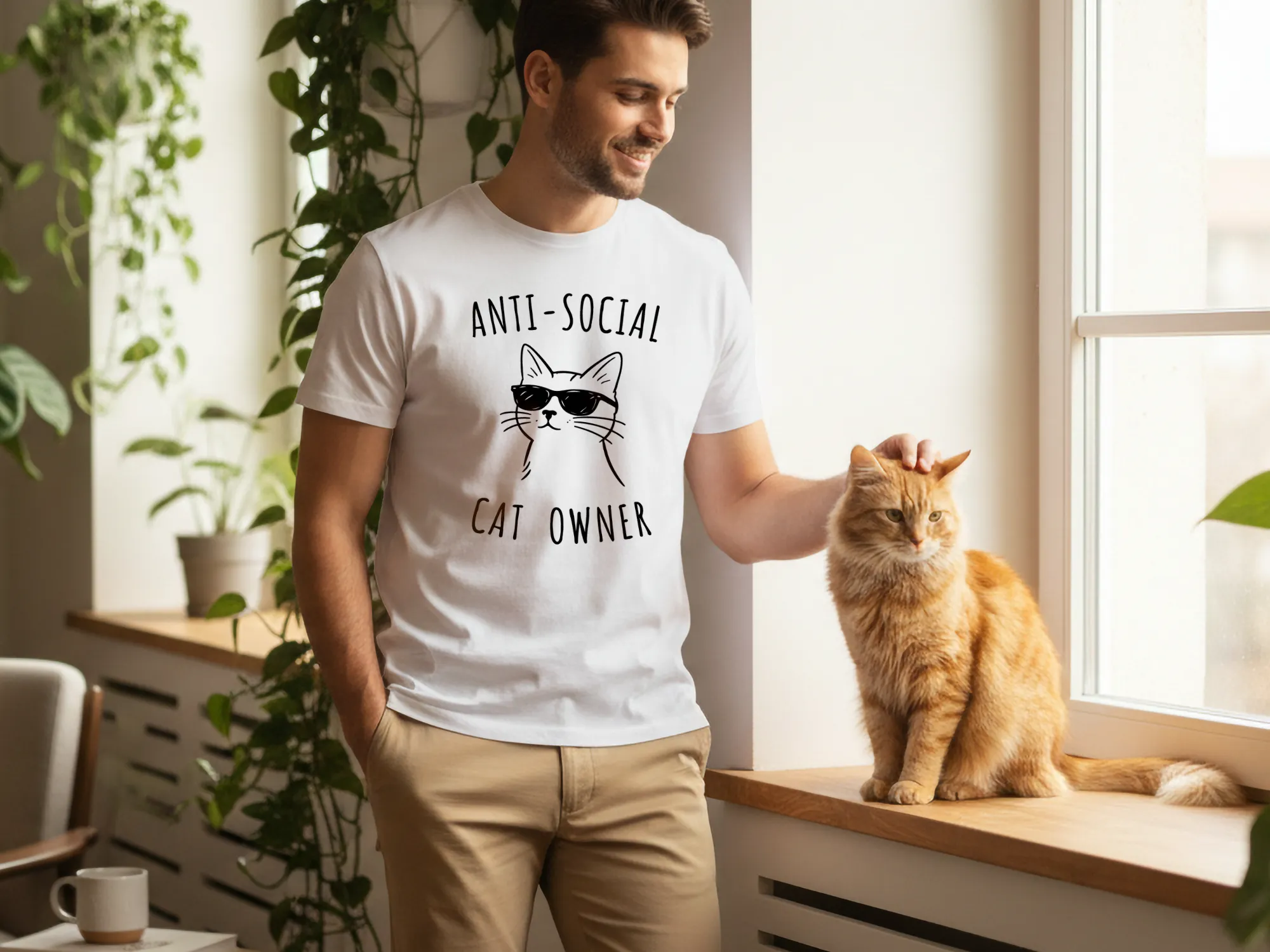 Anti-social cat owner férfi póló a büszke gazdiknak!