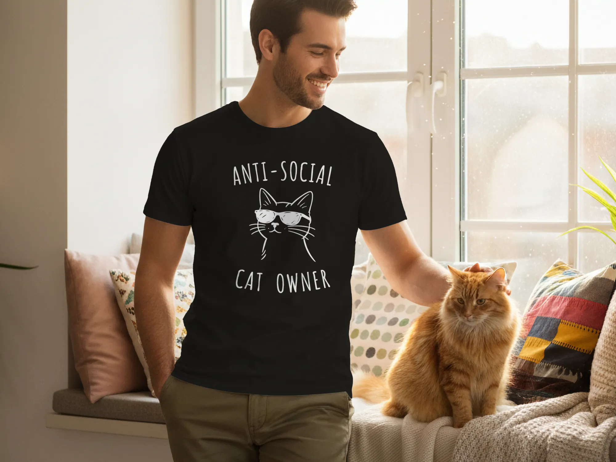 Anti-social cat owner férfi póló a büszke gazdiknak!
