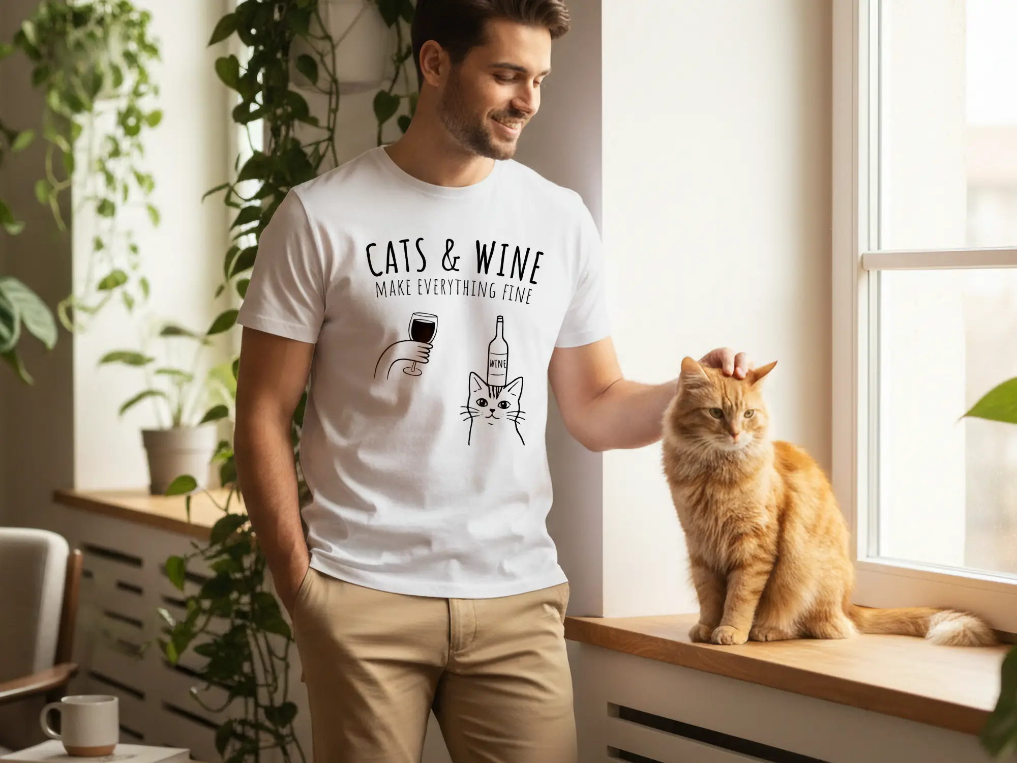 Cats & Wine Make everything fine férfi póló