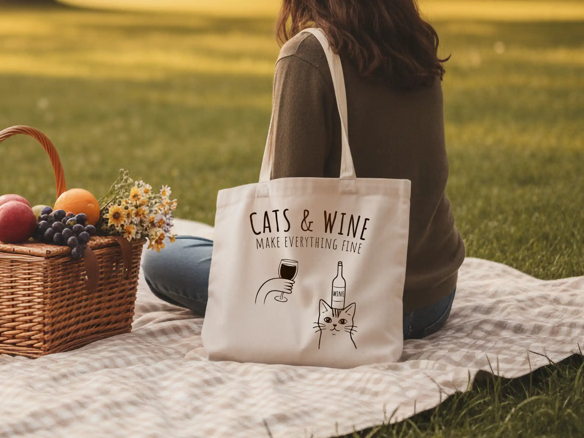 Cats & Wine make everything fine vászontáska a büszke gazdiknak!