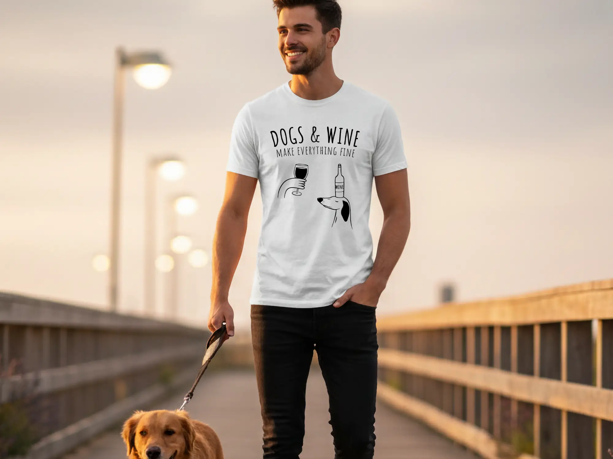Dogs & Wine Make everything fine férfi póló a büszke gazdiknak!