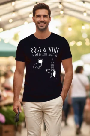 Dogs & Wine Make everything fine férfi póló a büszke gazdiknak!