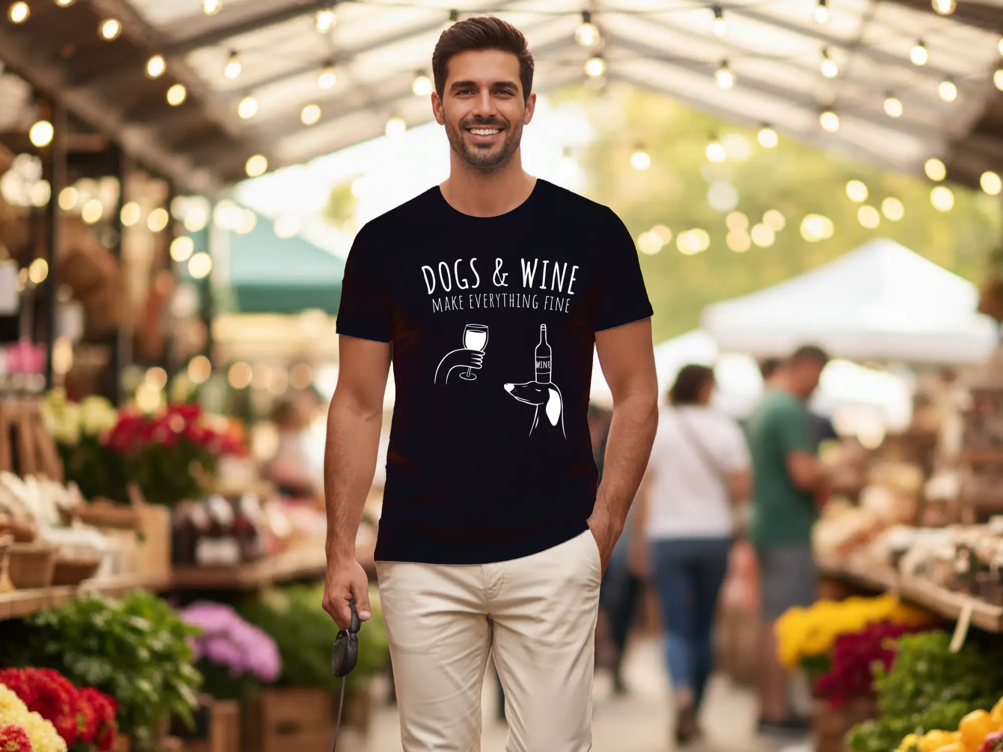 Dogs & Wine Make everything fine férfi póló a büszke gazdiknak!