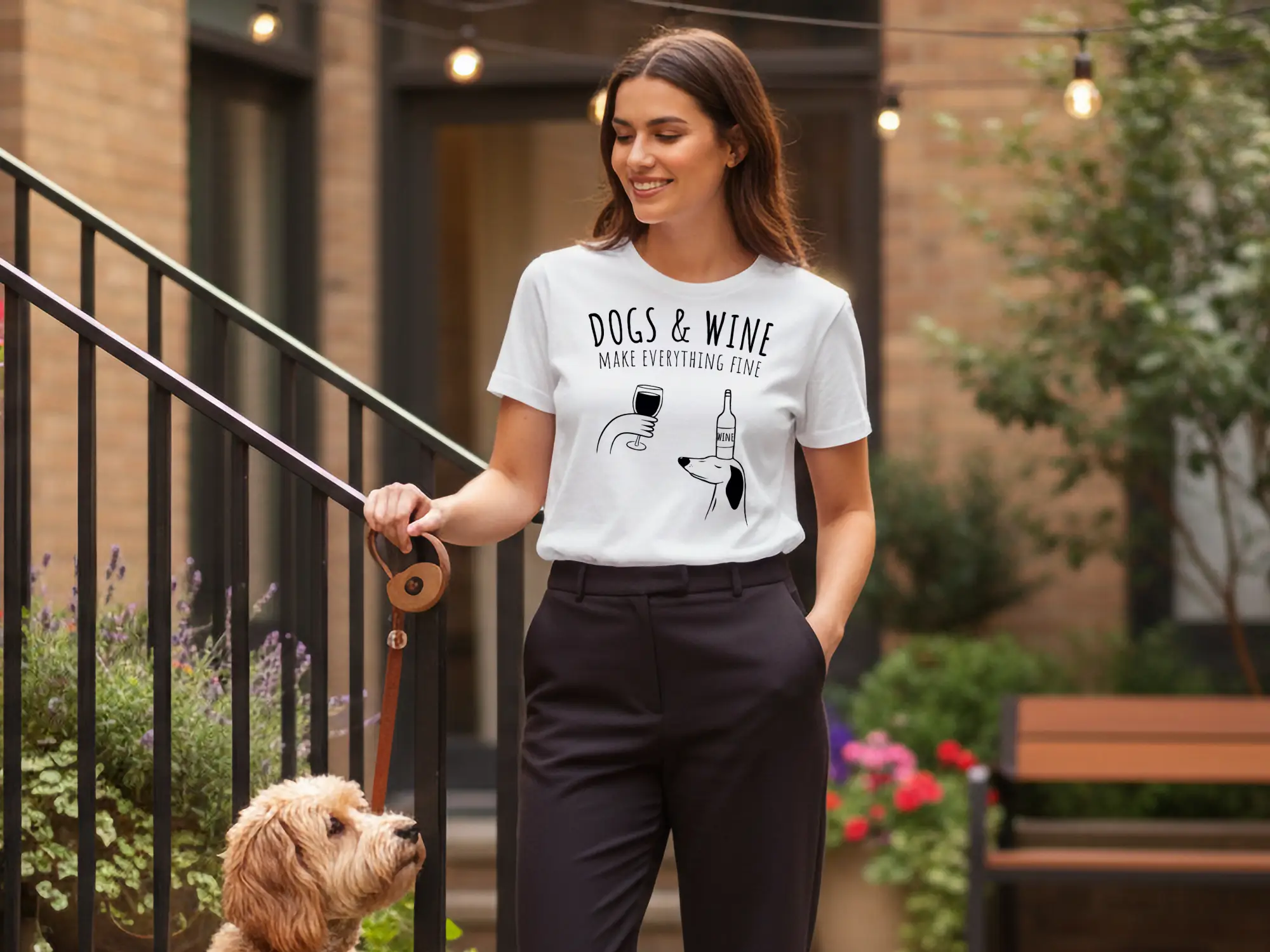 Dogs & Wine Make everything fine női póló a büszke gazdiknak!